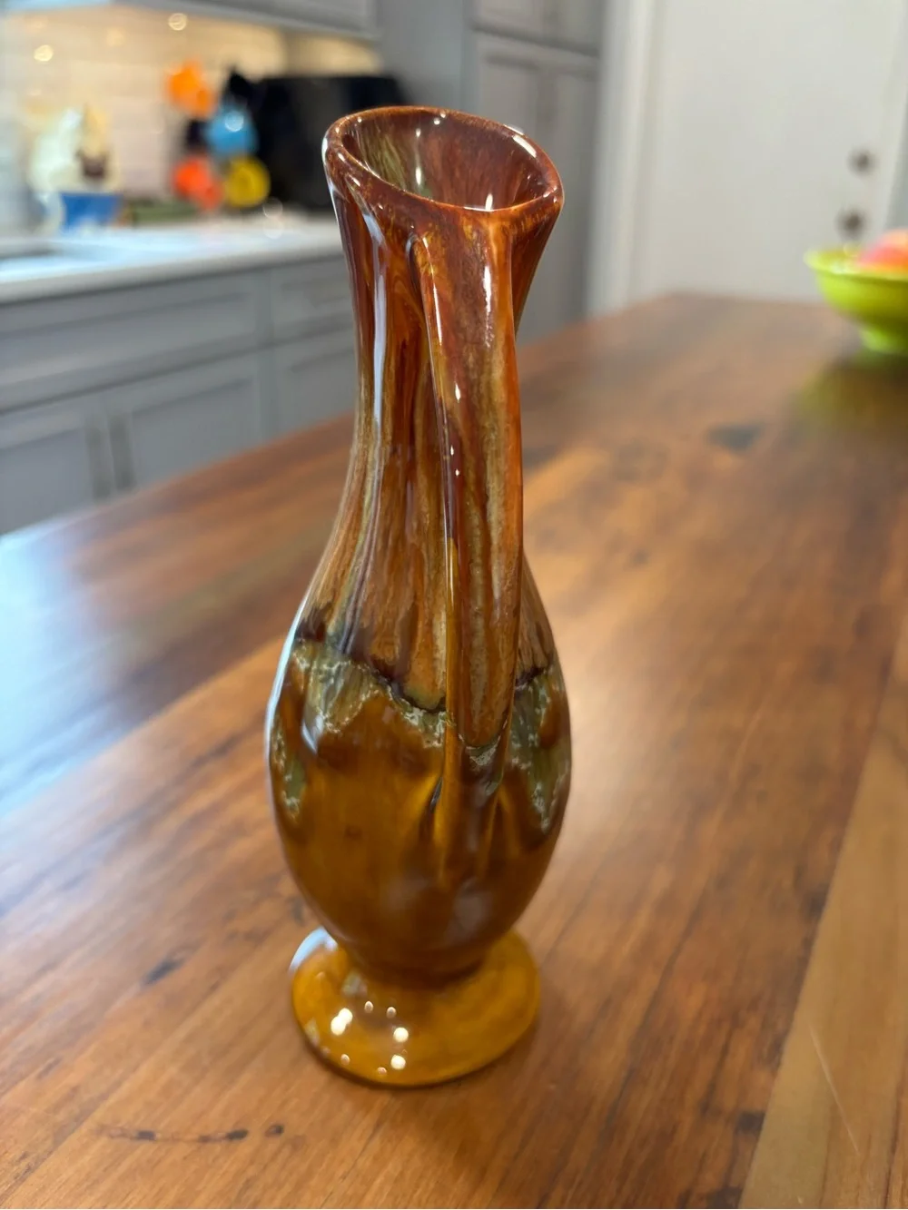 Vintage Dryden Arkansas Pottery Bud Vase - Brown Drip Glaze